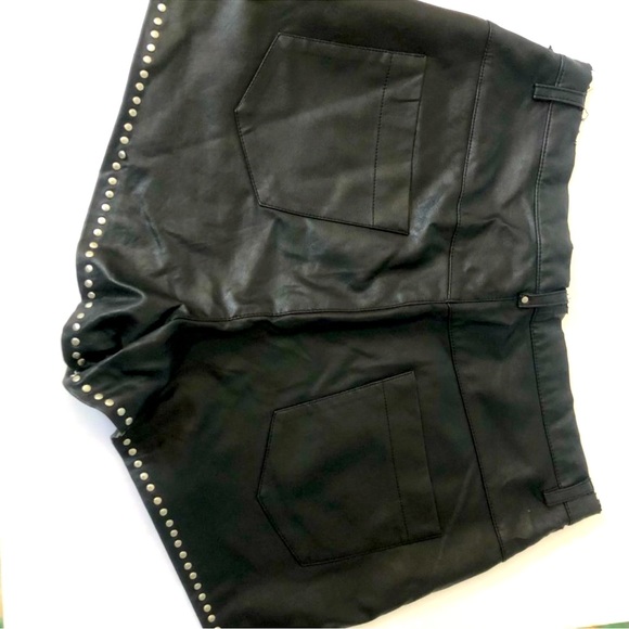 Faux leather ZARA studded shorts size Medium. Pet and smoke-free home. - Picture 3 of 4